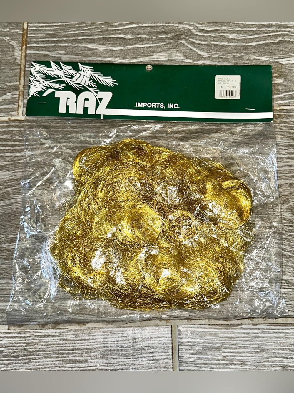 Raz Imports Inc Gold Angel Hair Spun Tinsel Christmas Vintage Made In USA NWT